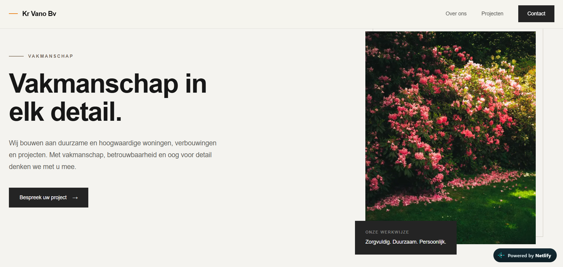 Screenshot van de website voor Demo website aannemersbedrijf